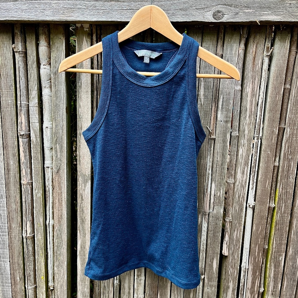 Title Nine ribbed tank top navy SM
